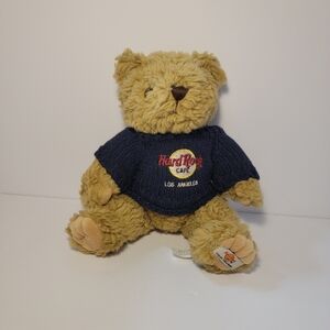 Hard Rock Cafe Los‎ Angeles Fuzzy Teddy Bear Adjustable Legs Wearing Sweater